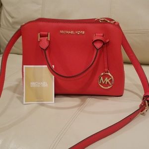 Red Leather Authentic Michael Kors crossbody bag